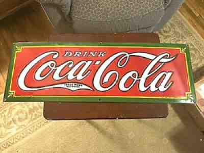 Coca Cola Porcelain Sign ORIGINAL 1932 VERY RARE VERSION COLLECTOR CONDITION 30"