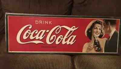 Vintage Rare 1942 "Drink Coca Cola" Metal Advertising Sign (33 3/4" x 11 3/4")