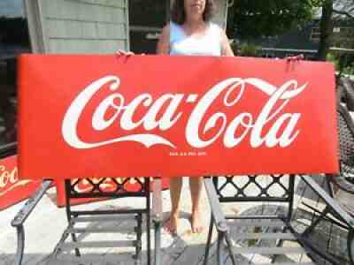 VINTAGE ORIGINAL 1940's COCA COLA PORCELAIN SIGN LARGE 68'' BY 24'' GREAT COND.