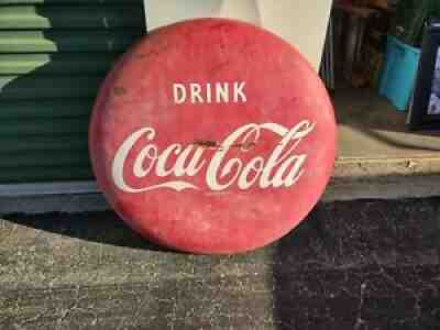 â¤ï¸ Popular, Vintage LARGE 47'' Coca-Cola CokeÂ  Button Patina Metal Sign   ¤ 