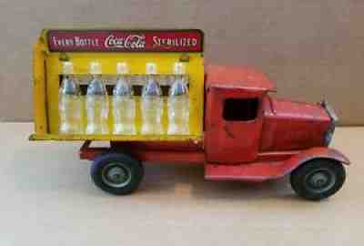 Metalcraft Coca-Cola Distributer Truck W/ Bottles 1930's Original Pressed Steel