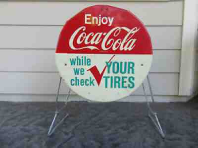 RARE 1960'S ORIGINAL Coke display rack Enjoy Coca-Cola While We Check Your Tires