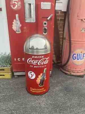 Round Top Coca Cola ICE COLD Trash Can SS TOP 12 Gal. 29" Tall