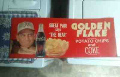RARE Bear Bryant Coca Cola Golden Flakes Chips Advertisement