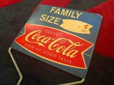 Coca-Cola 1960s Family Size Fishtail Metal Rack Sign