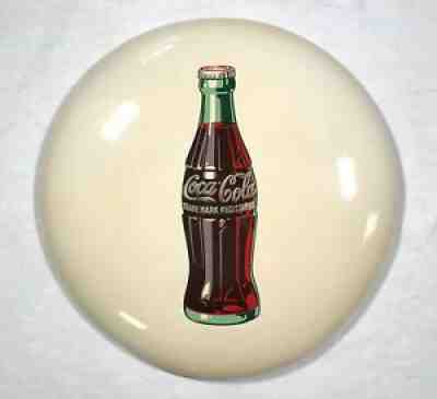 Vintage 1950s Coca Cola COKE 24â? White Button Sign Bottle Enamel Metal #2