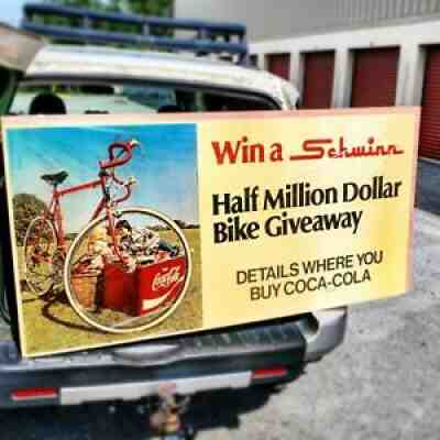 VTG 1974 Coca Cola Win A Schwinn Advertisement Store Front Display Large