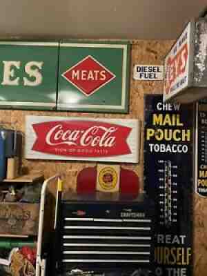 Vintage Porcelain Coca Cola Sled Sign 1950s Sign Of Good Taste Coke Fishtail Wow