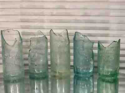 LOT OF 5 ANTIQUE COCA COLA HUTCHINSON HUTCH BOTTLES MUG BASE, ATLANTA, TENN, ETC