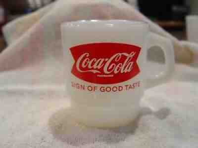 Fire-King Coca-Cola Coke Fishtail Sign Of Good Taste Soda Advertising Coffee Mug