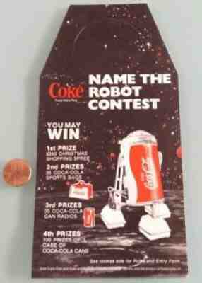 1979 Vintage COCA COLA name the robot contest Cobot BOTTLE HANGER droid Coke