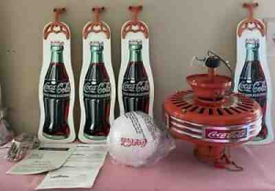 NEW Coca Cola CEILING FAN 44" Coke Globe Glass Metal Light Rare Downrod Fan MIB