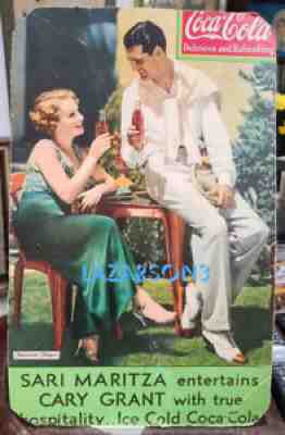 COCA COLA CARY GRANT 1933 RARE CARDBOARD STORE DISPLAY POSTER SARI MARITZA