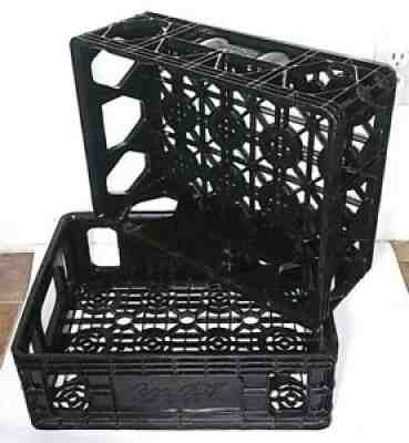 6 Black Plastic Stackable Coca-Cola Survival STORAGE Milk Crate 15.25x11.2x5.75