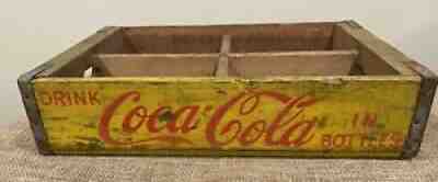 1961 Coca Cola Yellow Red Wooden Crate Case Coke Carrier Style 2-A Charleston,SC