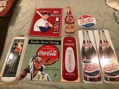 8 Coca-Cola, Pepsi, Moxie Signs Thermometers Replicas NEW Perfect for Man Cave