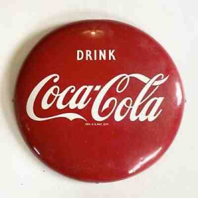 Vintage Coca Cola 16" button sign NOS Mfg by Allen-Morrison Lynchburg, VA 1968