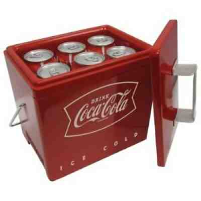 Vintage Beverage Cooler Ice Box Tin Lunch Box 3.5 Gal Red Metal Coke Coca Cola