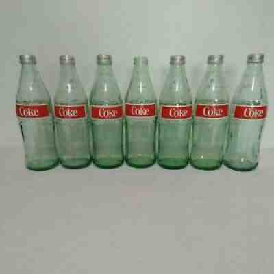 Lot Of 7 Coca Cola 1 Liter Glass Coke Bottles 6 With Lids