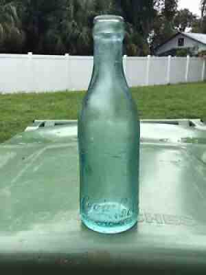 1900s Savannah,Ga. Straight Side Coca Cola bottom scriptH-7 1/2inW-2 3/8in.Aqua.
