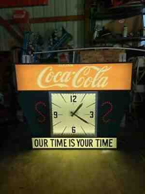 1950's Vintage Coca-Cola metal lighted clock large