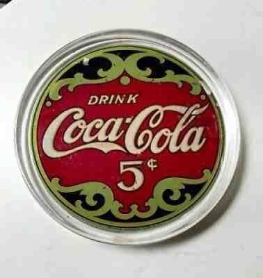 RARE 1907 Original Coca-Cola Glass Change Receiver Tray Sign