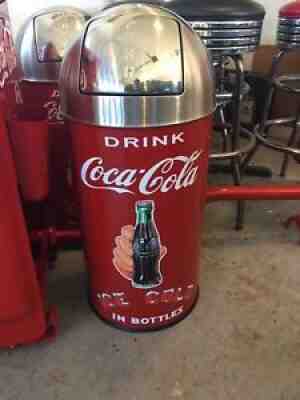 Coca Cola ICE COLD Trash Can SS TOP VERY NICE!!! 12 Gal. 29" Tall