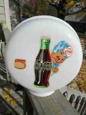 ANTIQUE ORIGINAL 1940's COCA COLA SPRITE BOY MILK GLASS GLOBE SIGN DOUBLE SIDED