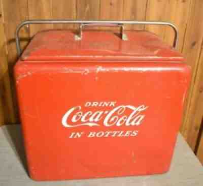 Vintage Progress Refrigerator â??Drink Coca Cola In Bottlesâ? Cooler W/ Tray! Rare
