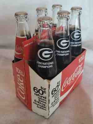 1980 UGA GEORGIA BULLDOGS NATIONAL CHAMPIONS Coke Coca- Cola Glass Bottles