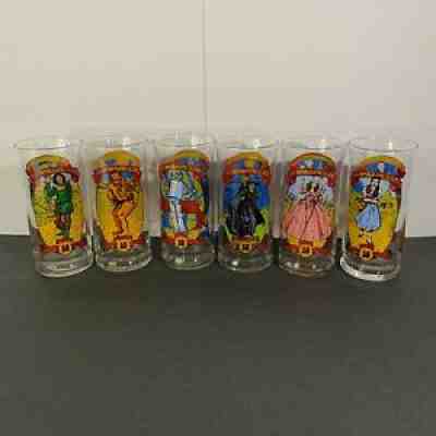 Vintage 1989 Wizard of Oz 50th Anniversary Complete Set Of 6 Coca-Cola Glasses