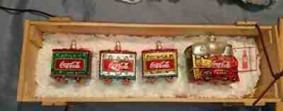 1998 Coca Cola Train Polonaise Collection Ornament Wooden Box Made In Poland