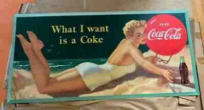 Rare 1952 Coca Cola Double-Sided Lithograph, 27-1/2" x 56-1/2"