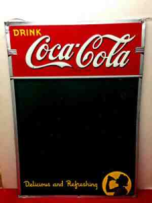 ORIGINAL & NEAR MINT 1941 Embossed Coca-Cola Chalkboard Advertising Sign