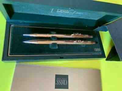 CROSS 10K GOLD FILLED COCA COLA ADVERTISING MECHANICAL PEN AND PENCIL SET NIB