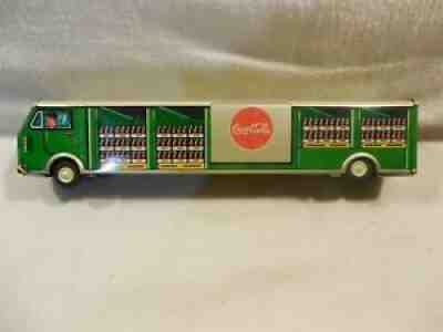 Vintage 1950's ASC Japan Coca-Cola Tin Friction Transport Trailer Bus Toy Truck
