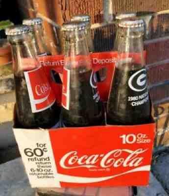 Original 6 pack 1980 Georgia Bulldogs National Champions 10oz. Coca-Cola bottles