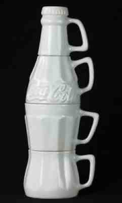 Coca Cola Stackable Coffee Mug Creamer Sugar Set Coke Retro Mugs Ceramic Bottle