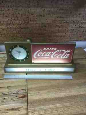 Vintage DRINK COCA COLA Clock Light Up Countertop Sign HAVE A COKE