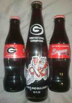 2021 Braves AND 1980, 2021 Georgia Bulldogs National Champions Coca Cola Bottle