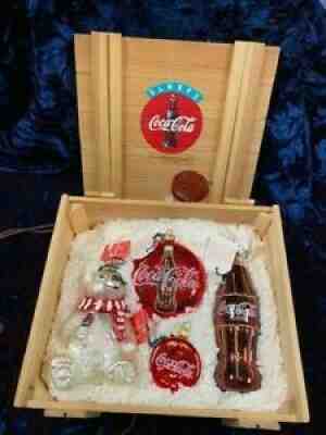 KURT ALDER Polonaise Coca-Cola (SET OF 4) Ornaments NIB WOODEN BOX