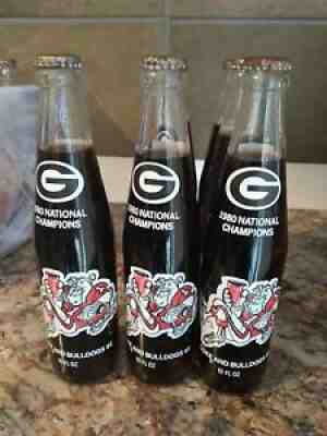 1980 UGA GEORGIA BULLDOGS NATIONAL CHAMPIONS Coke Coca- Cola Glass Bottles