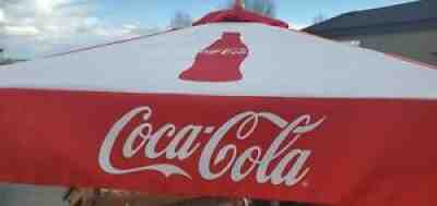 Coca-Cola Used Commercial Patio Market Umbrella ~7 foot Bar Restaurant Wood