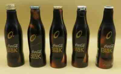 5 different Coca-Cola BLAK aluminium bottles SEE PHOTOS :-) getting HTF !!!
