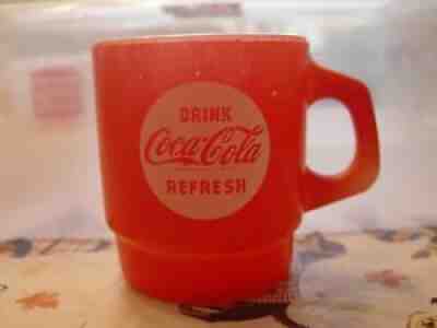 Red Fire-King Drink Coca-Cola Coke Soda Advertising Stackable Coffee Mug