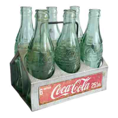 Vintage 1950's Coca Cola Metal Aluminum 6 Pack Carrier Bottles