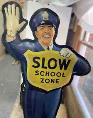 AM71 ORIGINAL COCA COLA POLICEMAN CROSSING GUARD SIGN WITH BASE PICK-UP ONLY