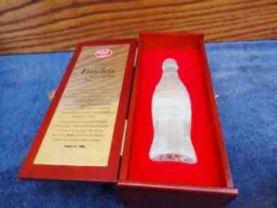 Coca Cola Crystal Bottle w/Wood Case COA Limited 1/1/2000 USA