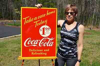 VINTAGE 40s COCA COLA SODA DRINK SIDEWALK 2 SIDED SIGN SUPER RARE COLLECTABLE