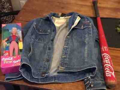Coca Cola lot, Denim Jacket, Baseball Bat and Barbie Doll